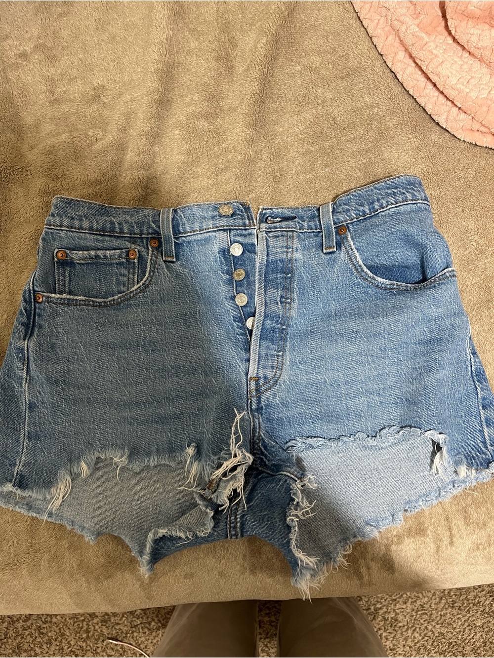 Levi's Light Blue Distressed Denim Cutoff Shorts